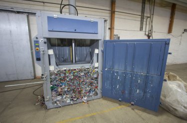 baler with compacted pet bottles