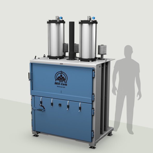 A509-2026 - cardboard baler - plastic baler - blue machine - grey background